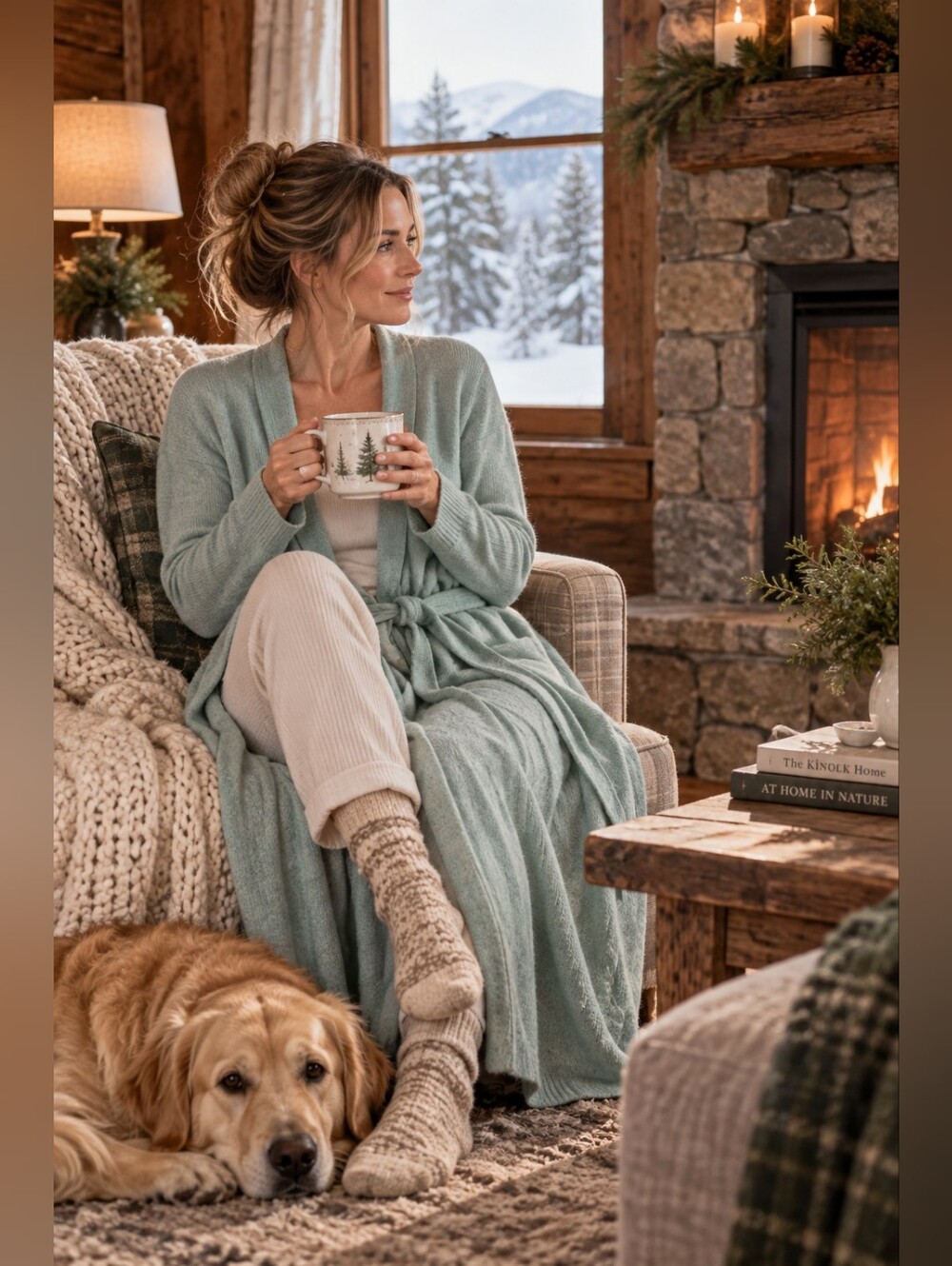 WoolOVERS Wool & Cashmere Knit Robe In Mint Green